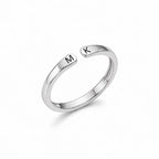 Bague initiales argentée