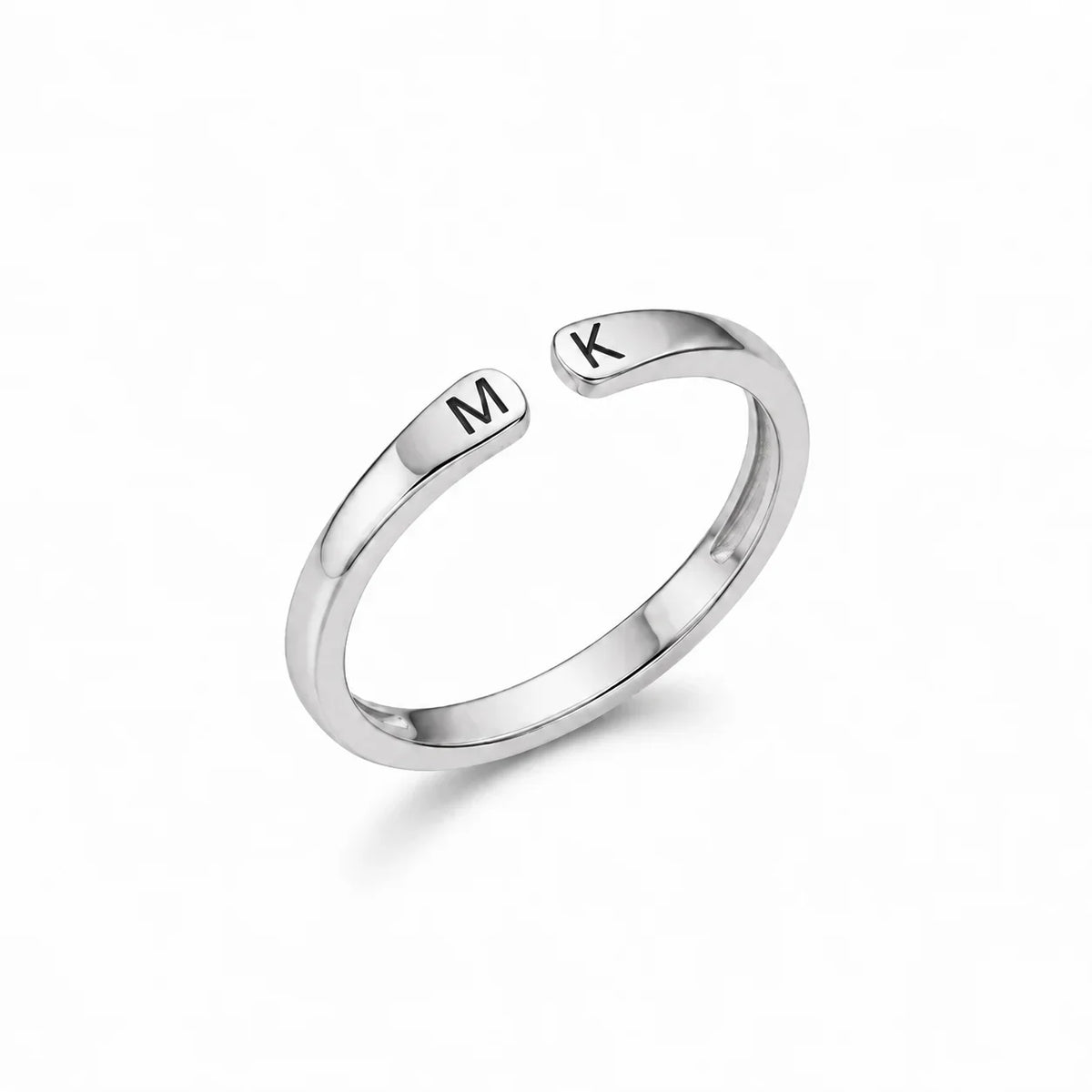 Bague initiales argentée